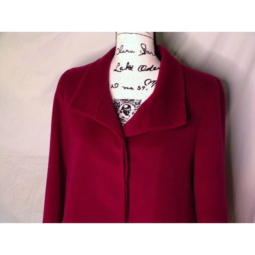 🆕FLEURETTE Wool Stand Collar Car Coat Currant 4 - Picture 7 of 12